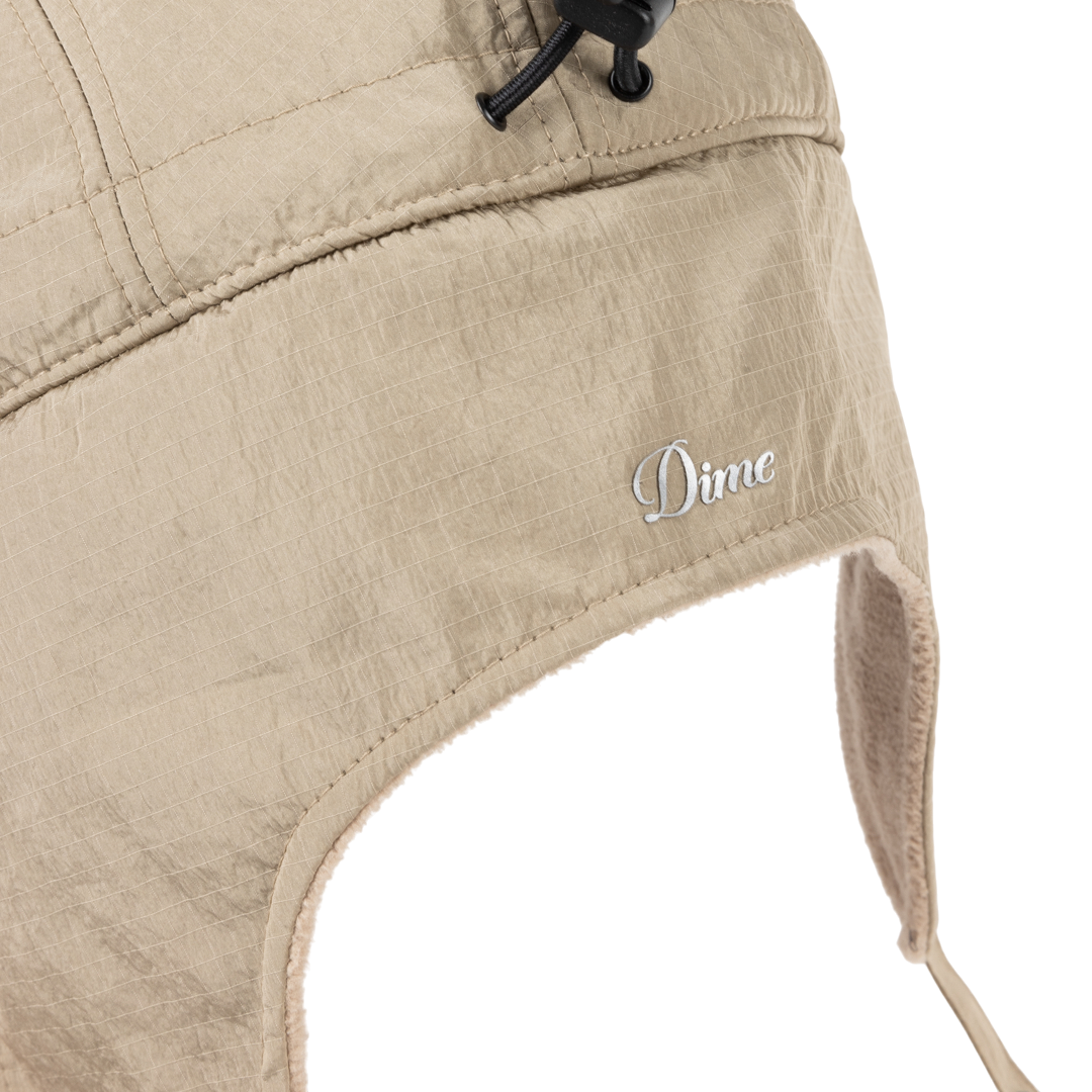 Cursive Earflap Cap - Tan