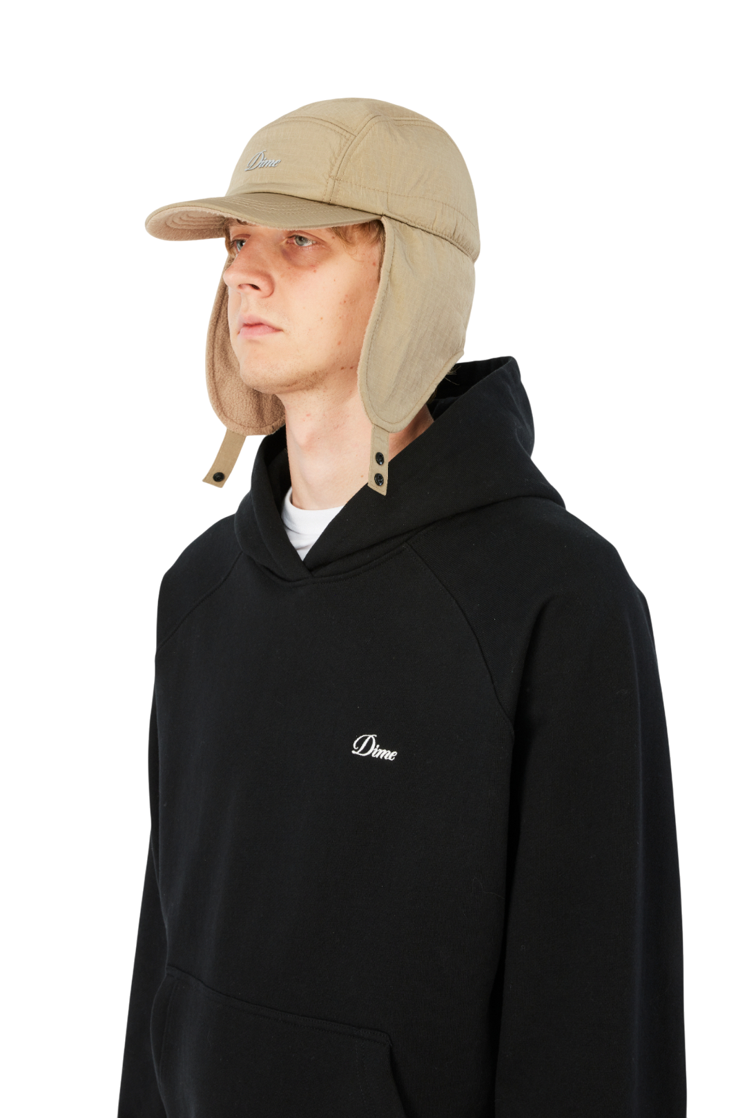 Cursive Earflap Cap - Tan
