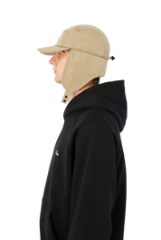 Cursive Earflap Cap - Tan