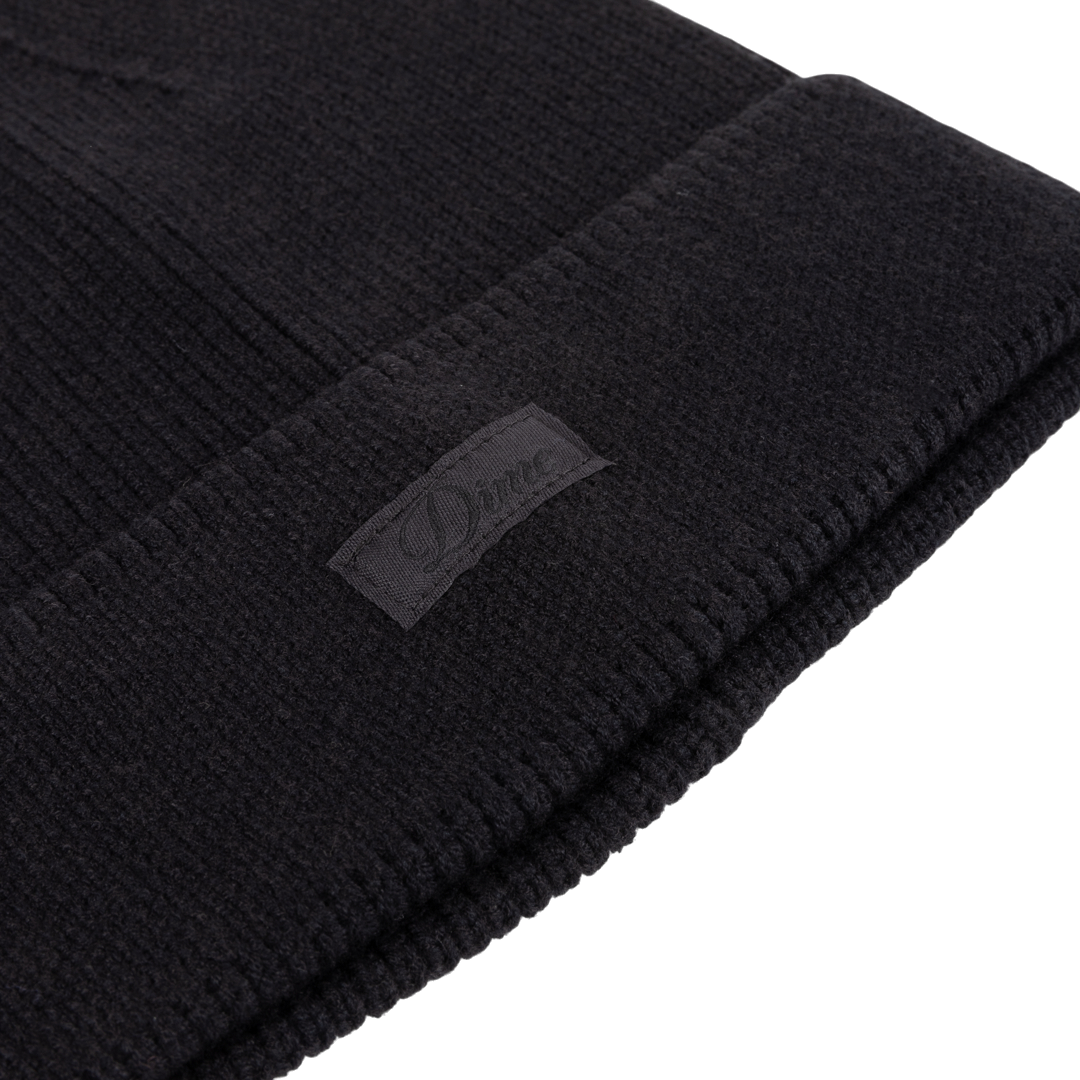 Cursive Rib Beanie - Black