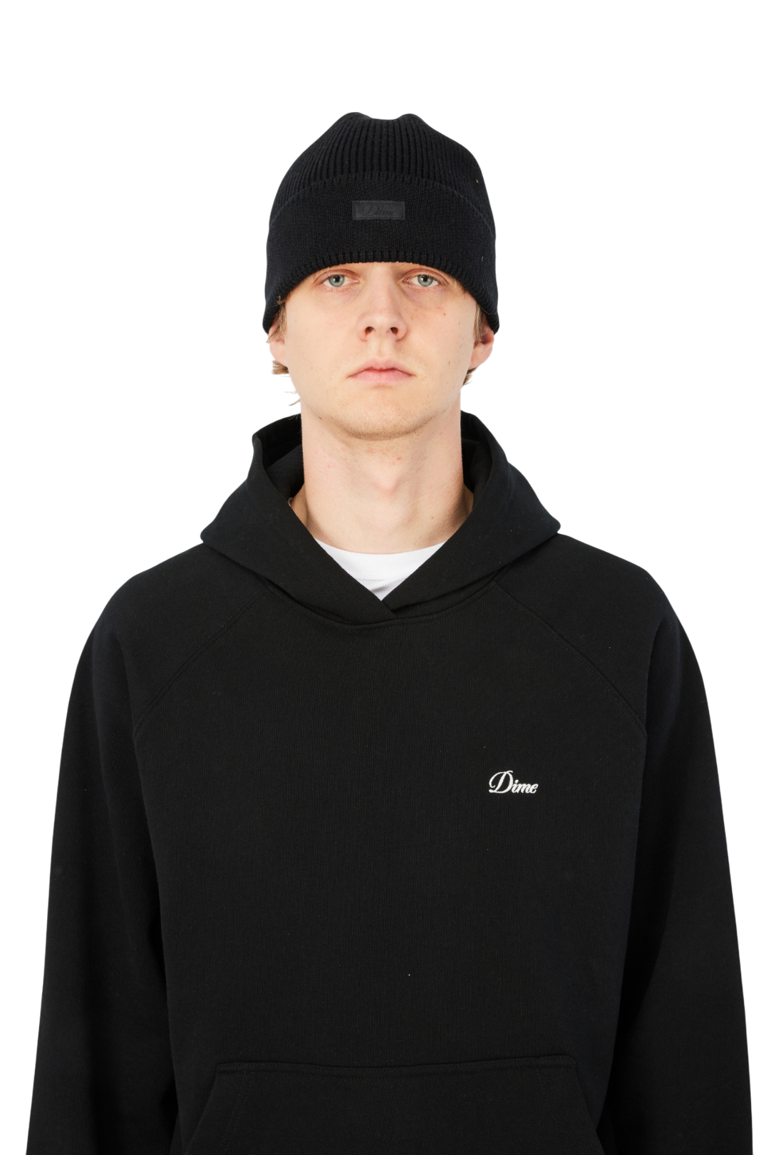 Cursive Rib Beanie - Black