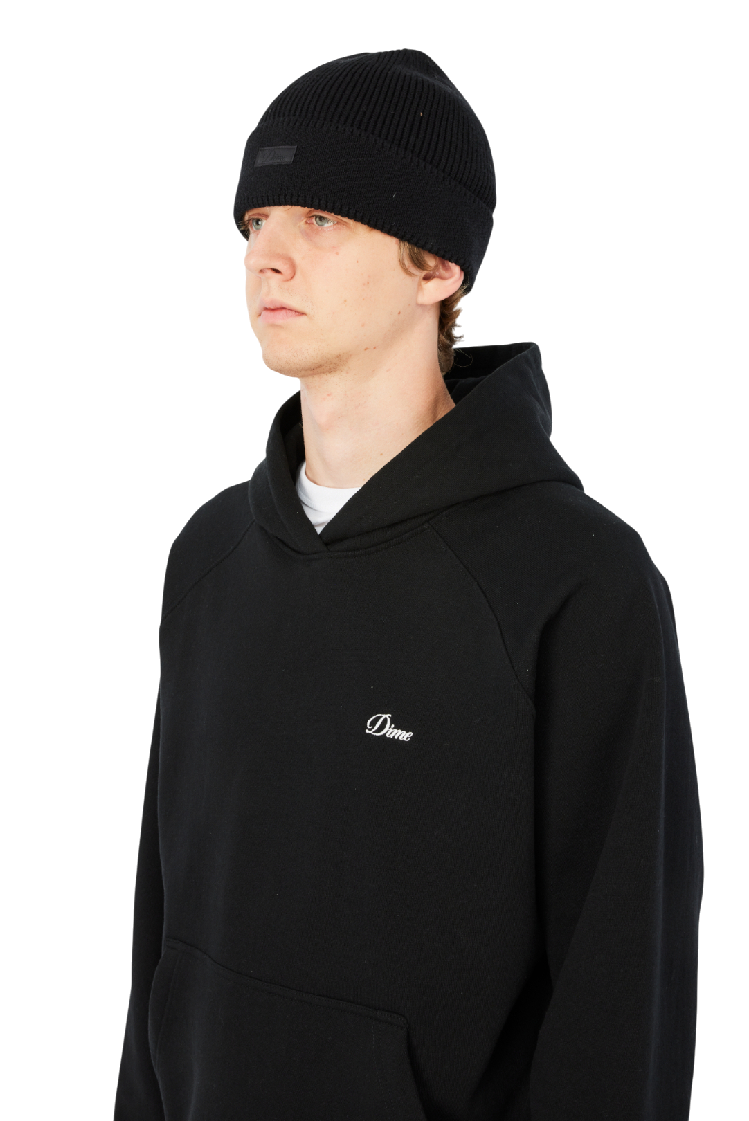 Cursive Rib Beanie - Black
