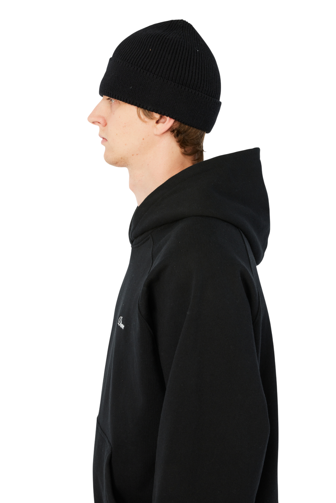 Cursive Rib Beanie - Black