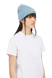 Fuzzy Fold Beanie - Blue Multi