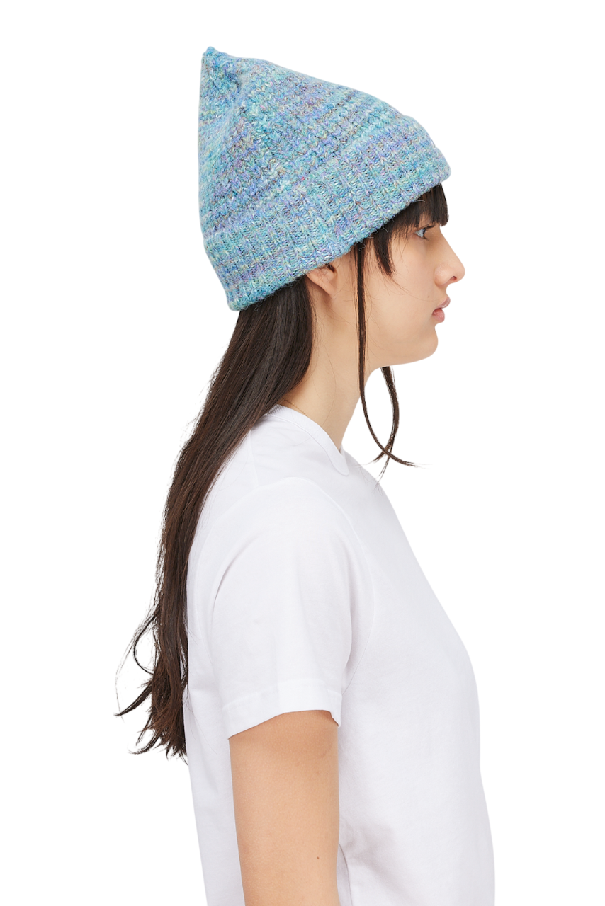 Fuzzy Fold Beanie - Blue Multi
