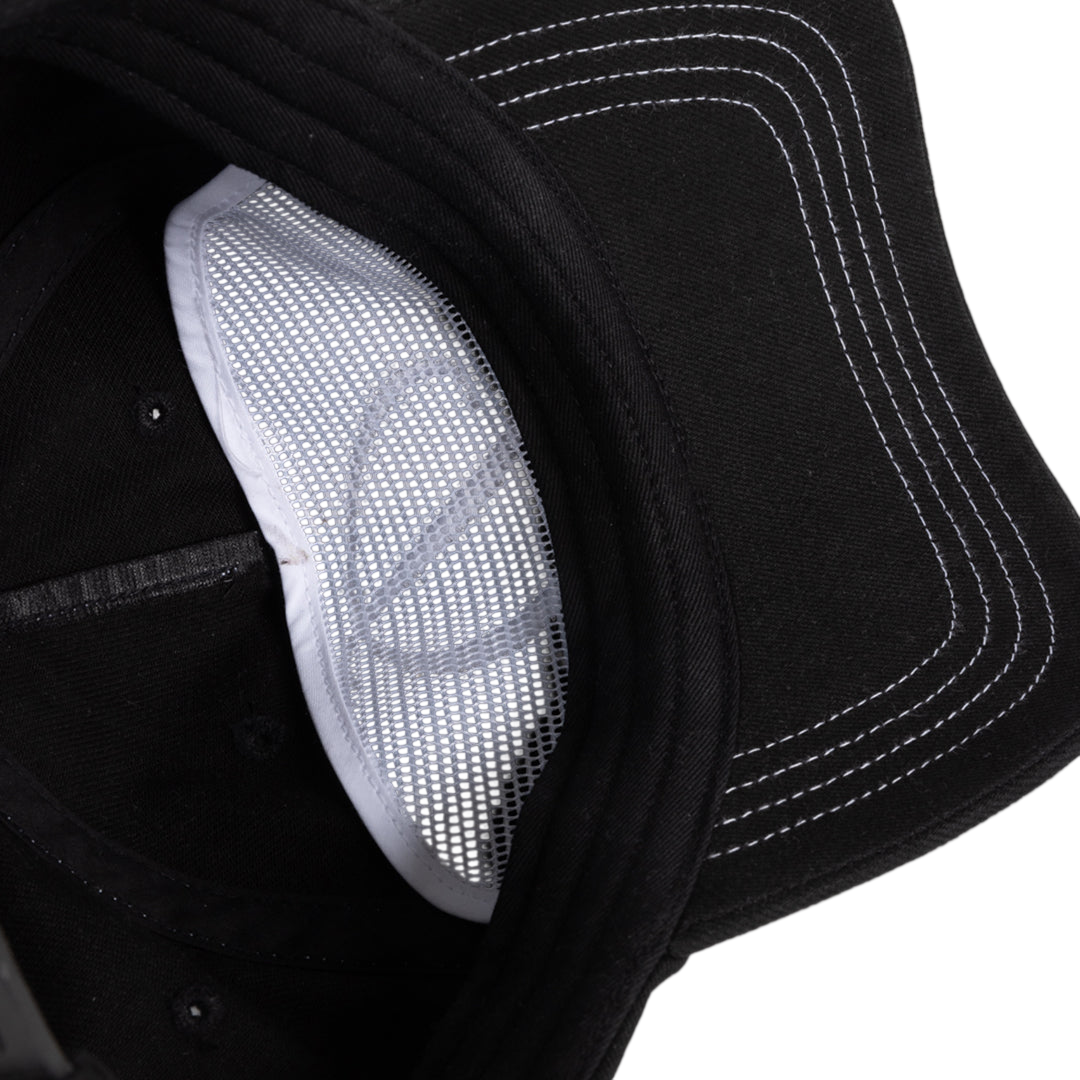 Cursive Denim Worker Cap - Black Washed