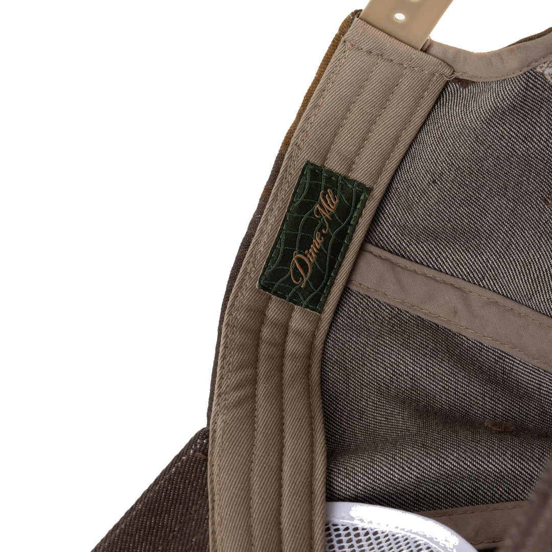 Cursive Denim Worker Cap - Brown Washed