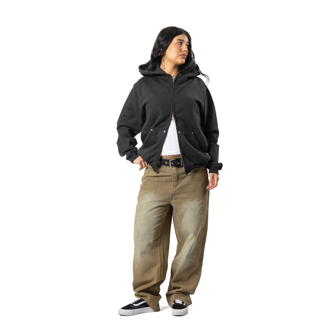 HDL Monogram Zip Hood - Washed Black