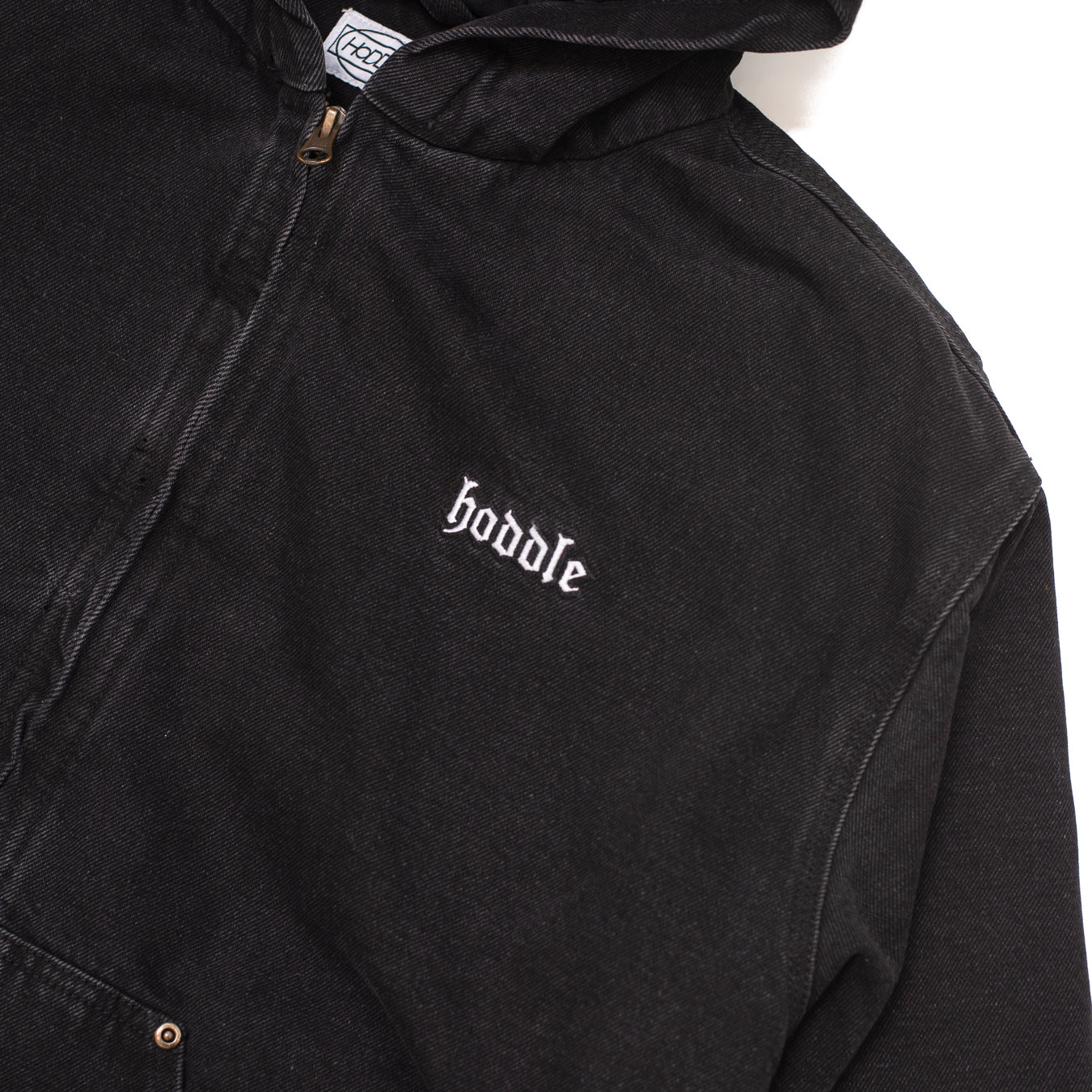 HDL Hooded Quilted Denim Jacket - Black