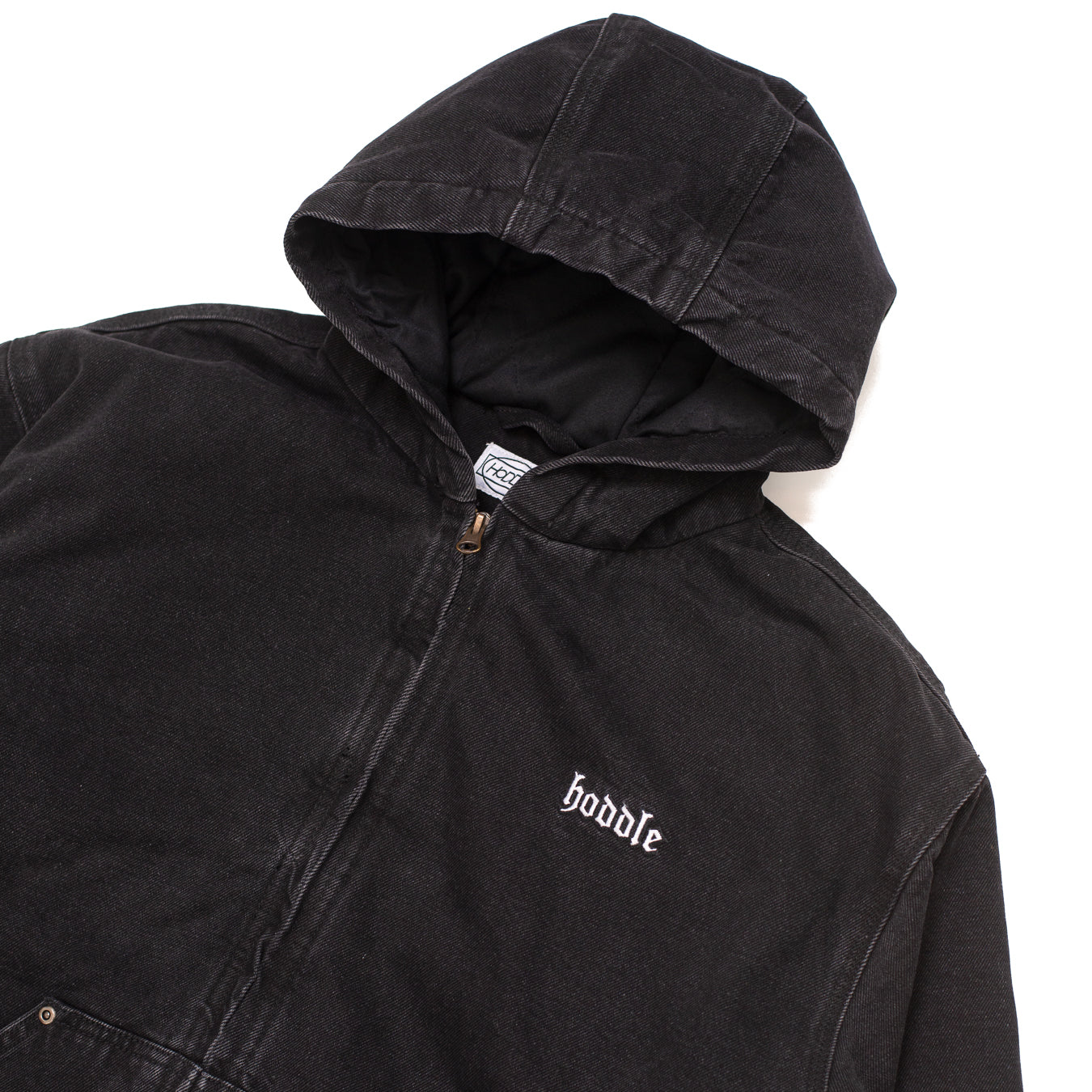 HDL Hooded Quilted Denim Jacket - Black