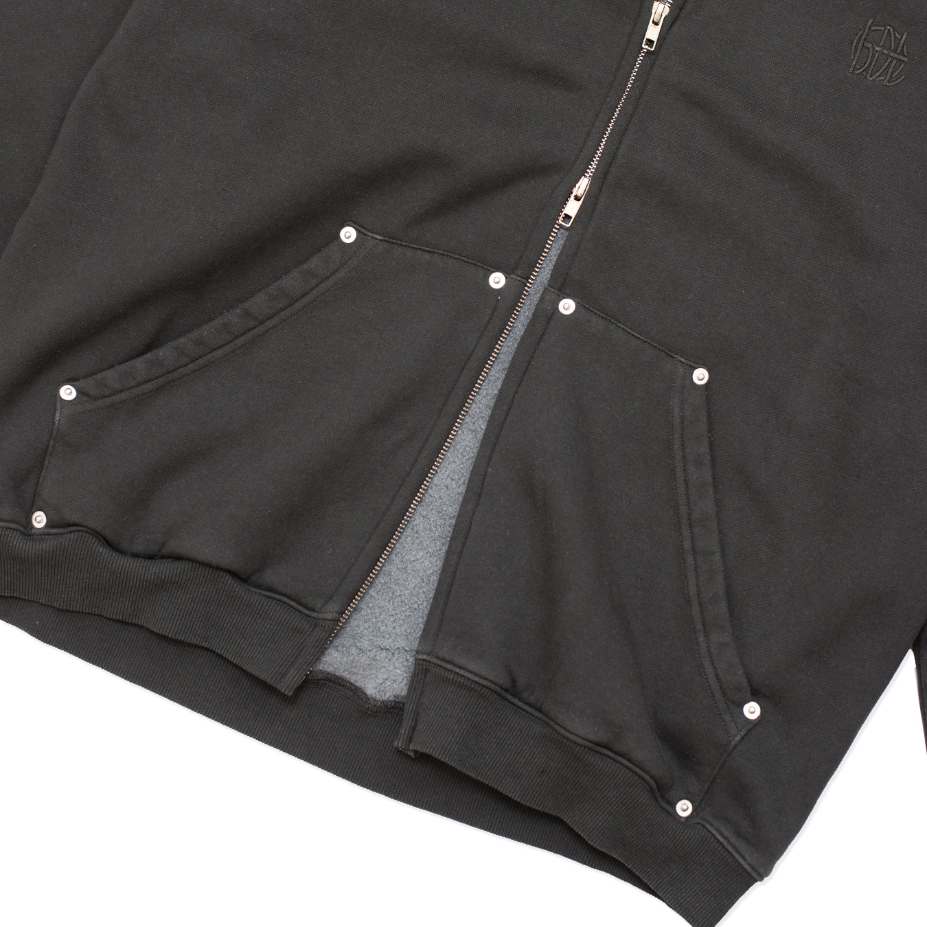 HDL Monogram Zip Hood - Washed Black