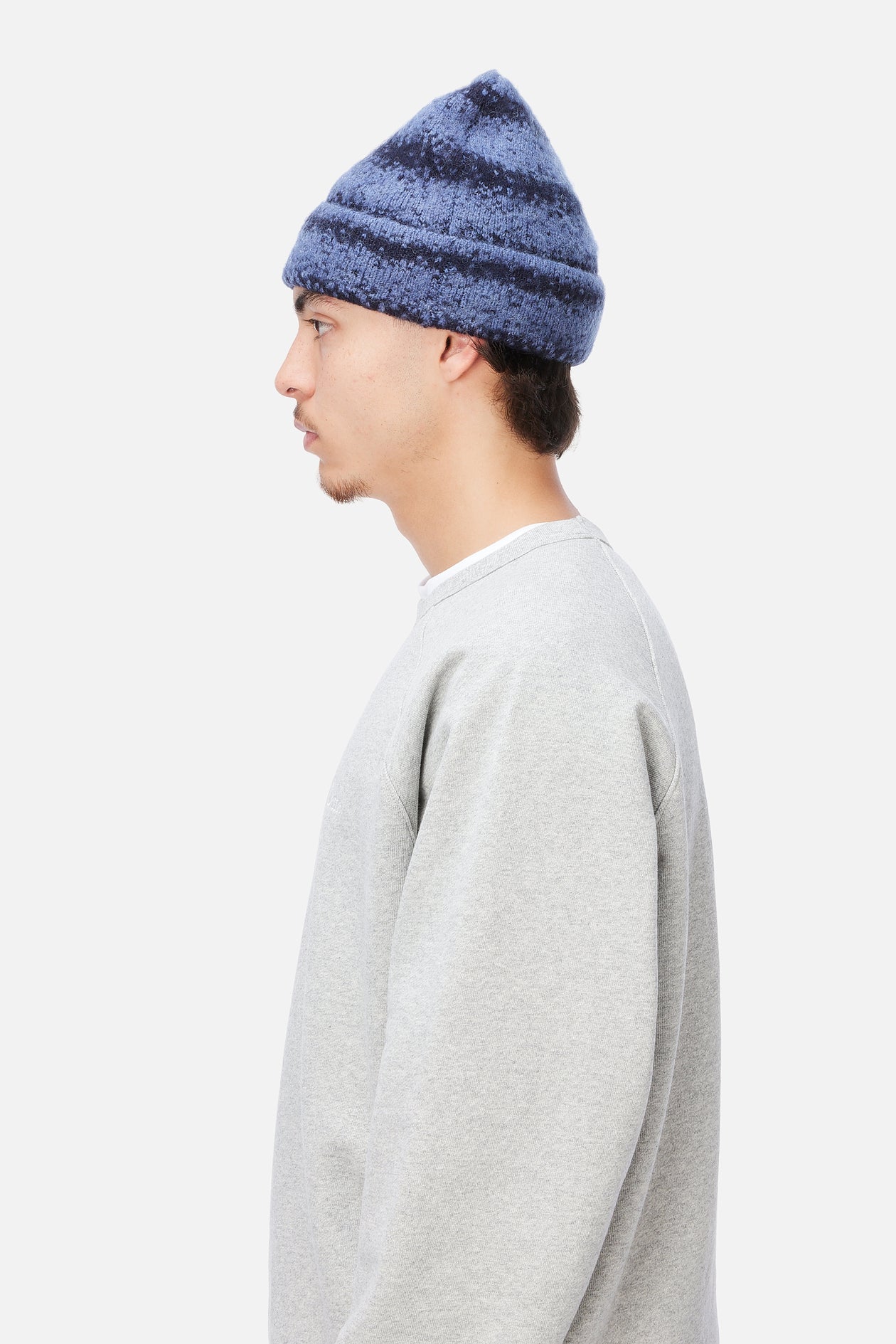 Tuque en Mohair à Rayures - Bleu