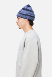 Tuque en Mohair à Rayures - Bleu
