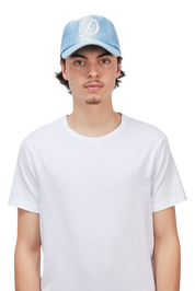 Cursive Denim Worker Cap - Blue Washed