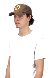 Cursive Denim Worker Cap - Brown Washed