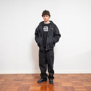 HDL Hooded Quilted Denim Jacket - Black