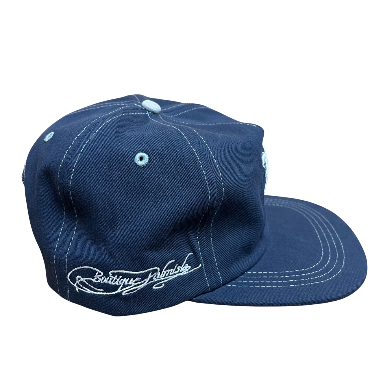 Stamp 5 Panel Snapback Cap - Navy/Grey