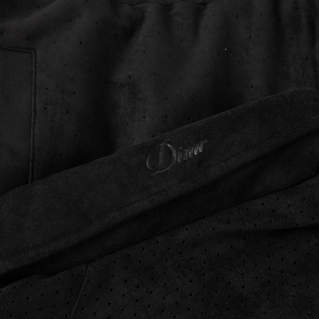 Perforated Faux Suede Jacket - Black