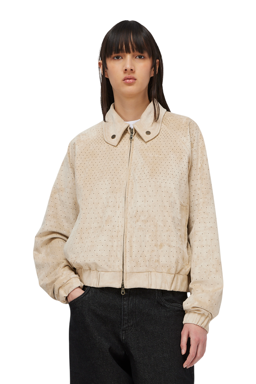 Veste en Faux Suède Perforé - Beige