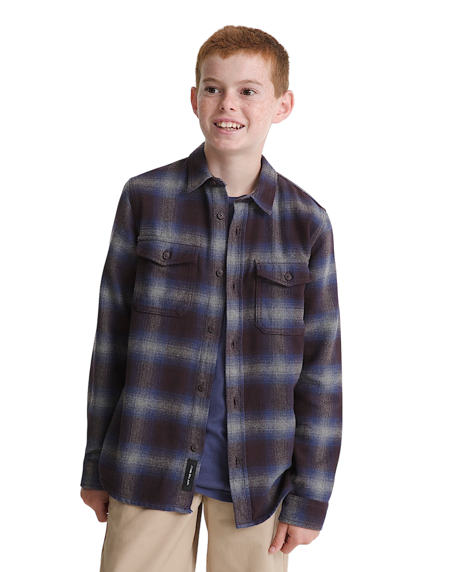 Kids Bixby Plaid Flannel Shirt - Dark Port Red/Pewter Heather Grey