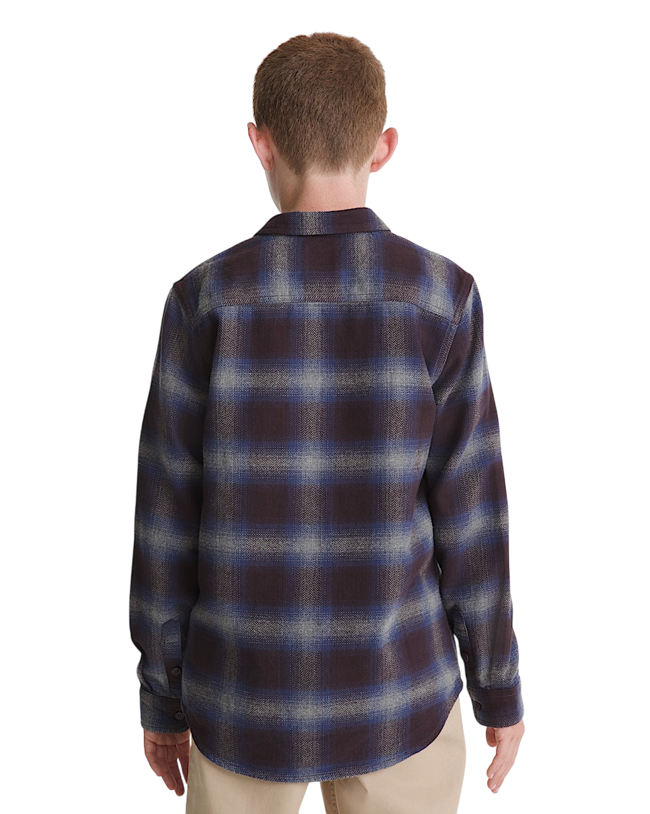 Kids Bixby Plaid Flannel Shirt - Dark Port Red/Pewter Heather Grey