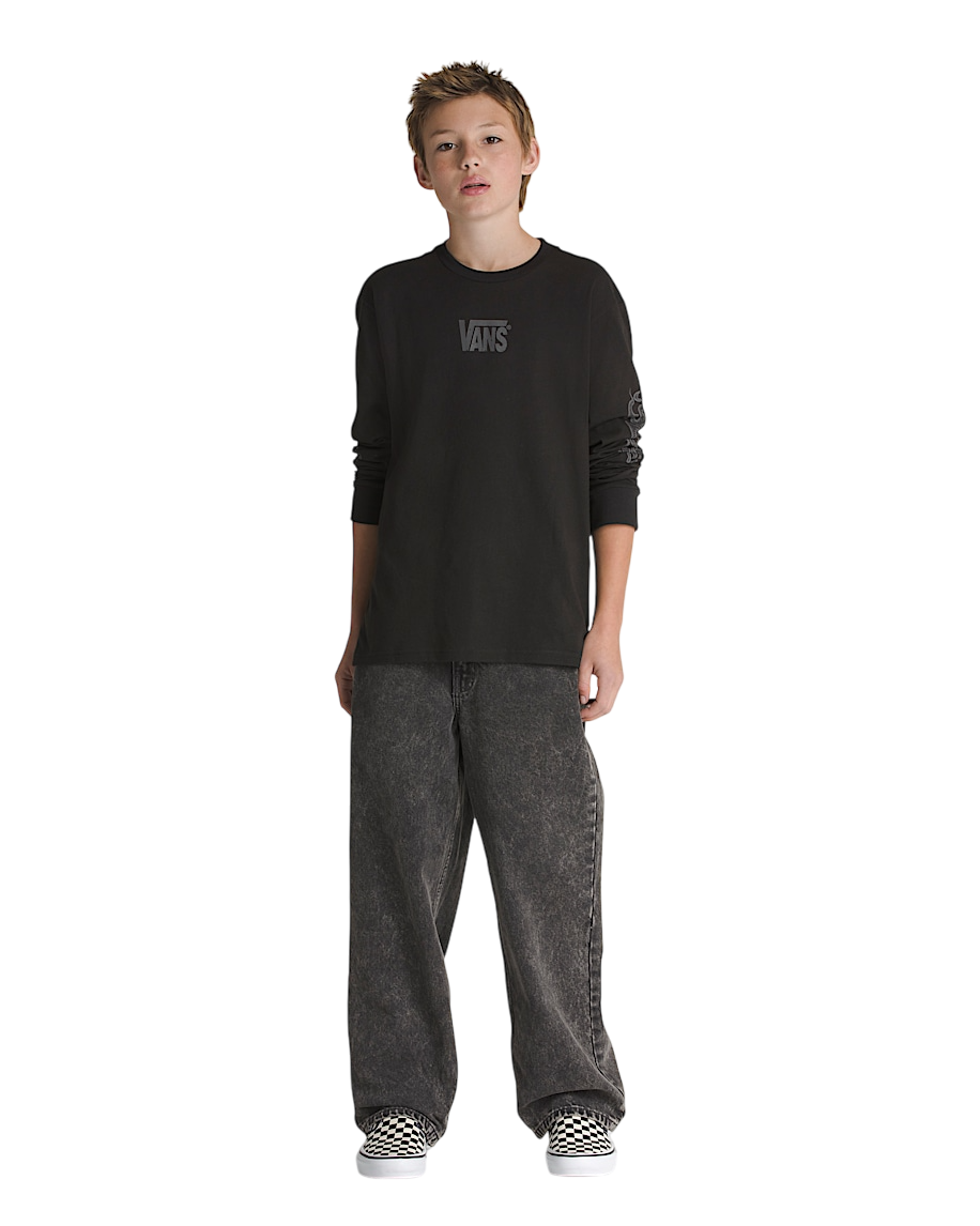 Kids Check-5 Baggy Denim Pants - Stonewash Black