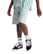 Short En Denim Baggy Check-5 Enfant - Bleu Glacé