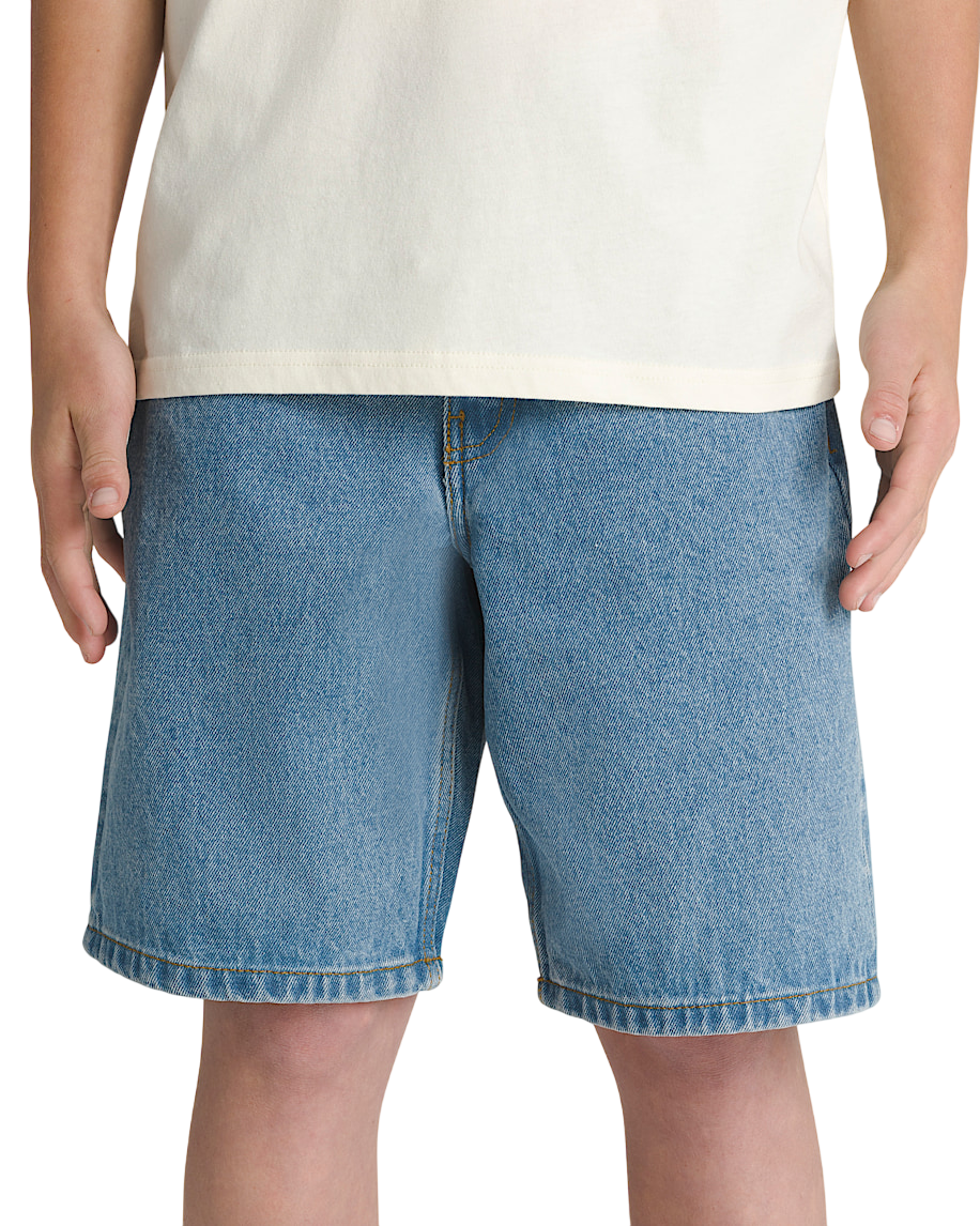 Kids Check-5 Baggy Denim Shorts - Stonewash Blue