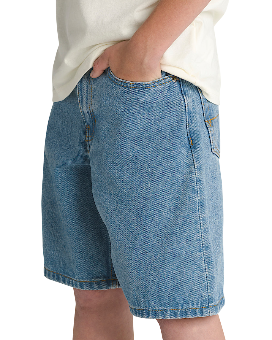 Kids Check-5 Baggy Denim Shorts - Stonewash Blue