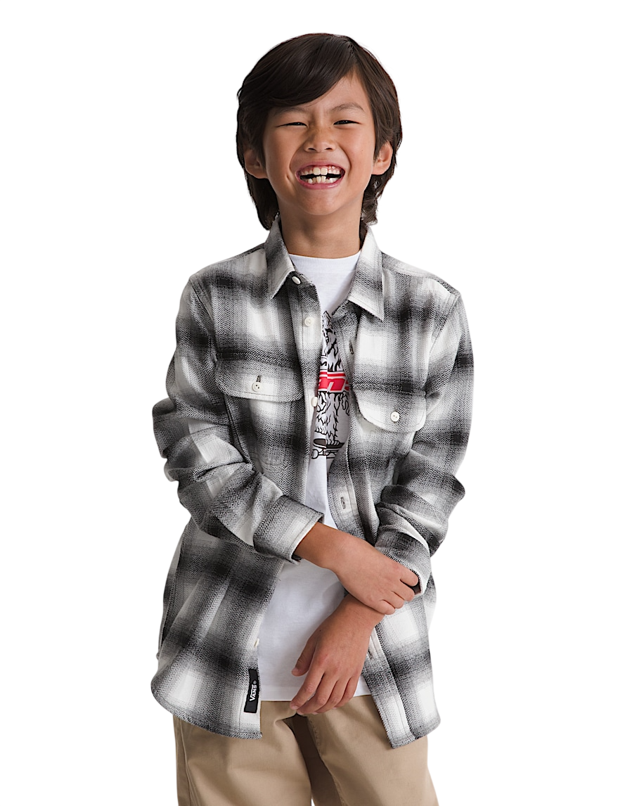 Kids Lawson Plaid Flannel Shirt - Marshmallow White/Black