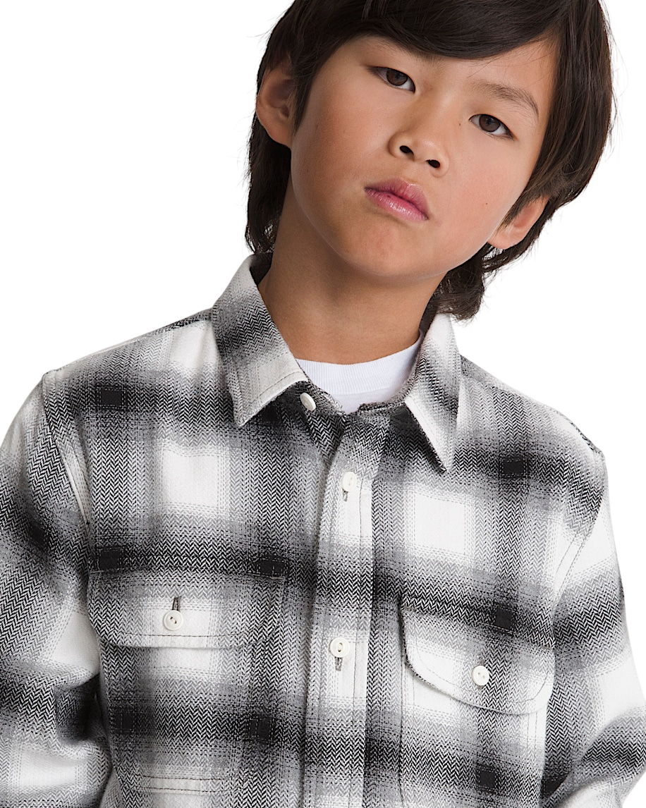 Kids Lawson Plaid Flannel Shirt - Marshmallow White/Black