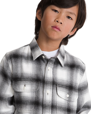 Kids Lawson Plaid Flannel Shirt - Marshmallow White/Black
