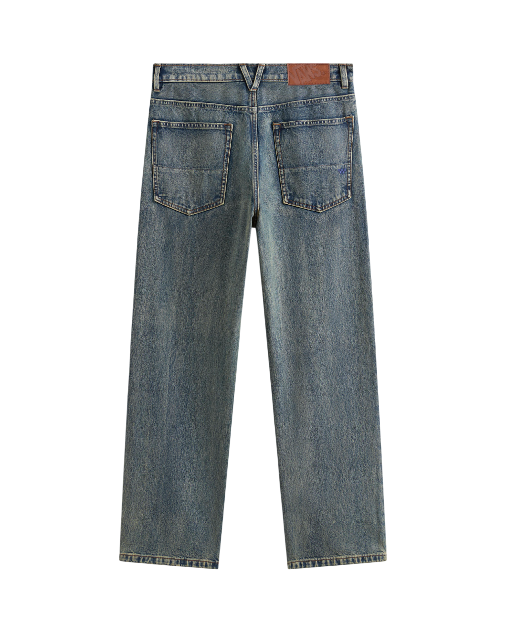 Premium Check-5 Loose Denim Pants - Dirty Wash