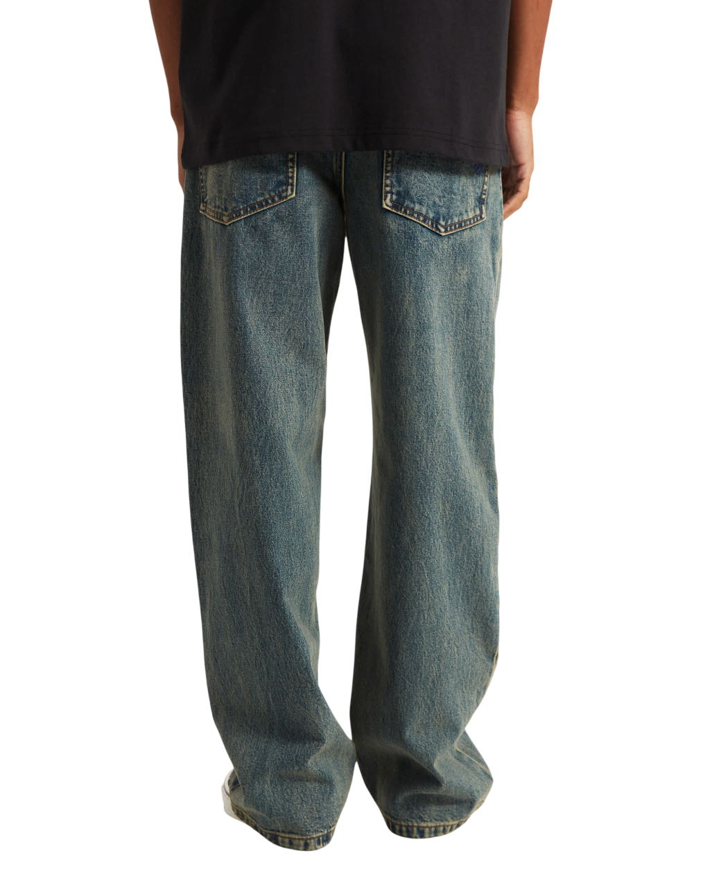 Premium Check-5 Loose Denim Pants - Dirty Wash