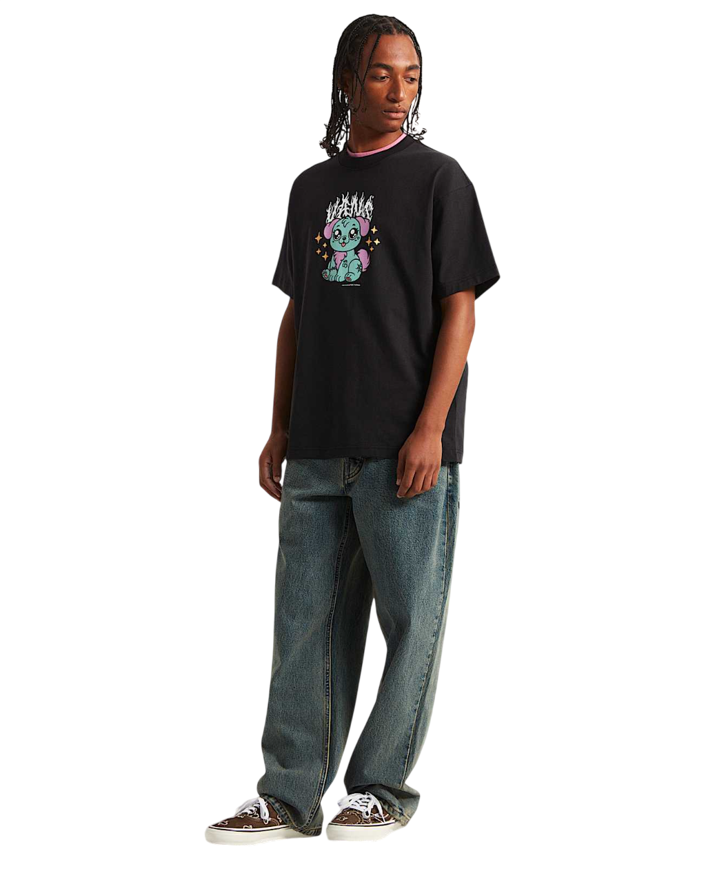 Premium Check-5 Loose Denim Pants - Dirty Wash