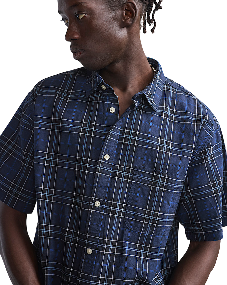 Lawson Plaid Button Up Shirt - Parisian Night Blue/Black