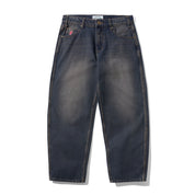 Jeans en Denim Baggy Logo - Lavage Marine Foncé