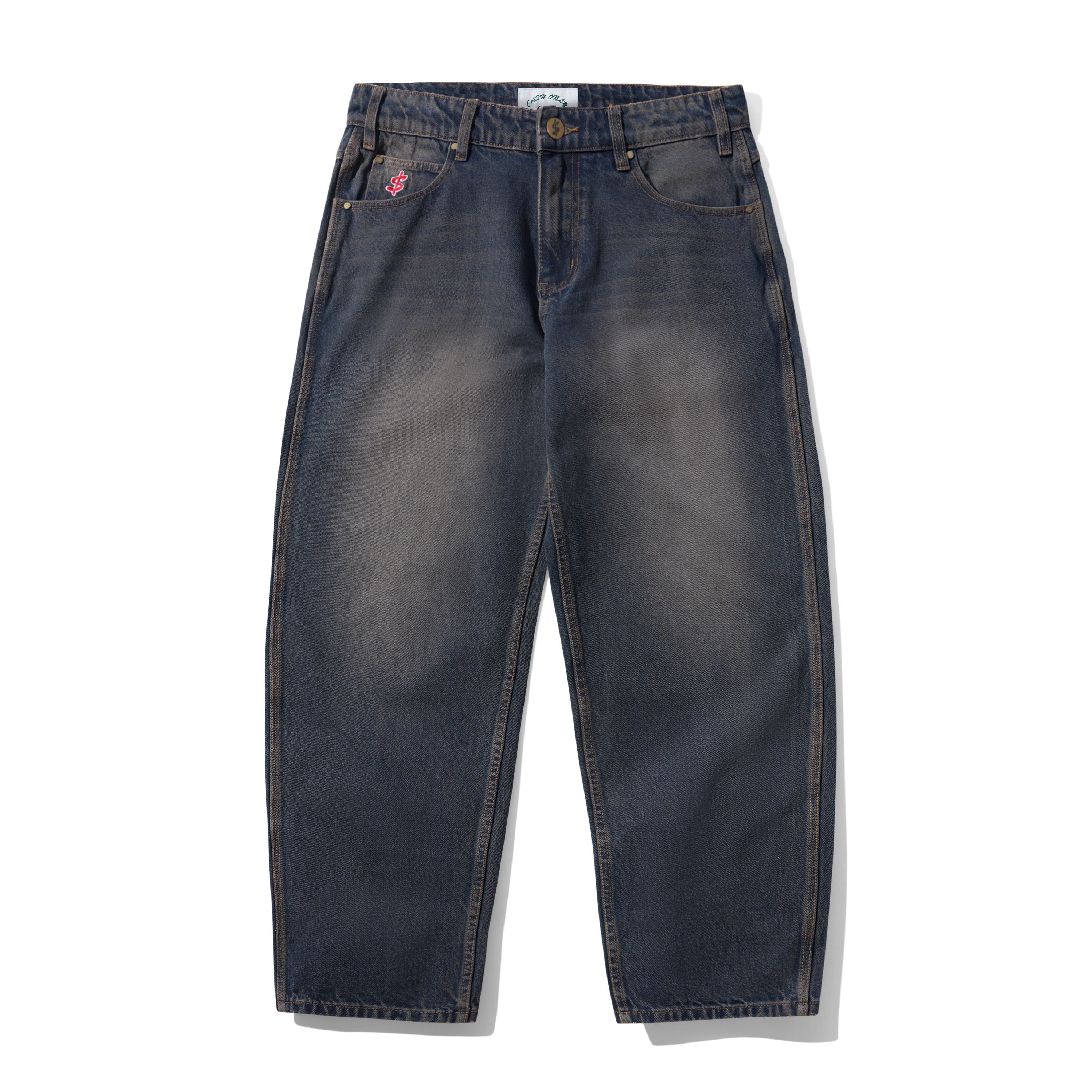 Jeans en Denim Baggy Logo - Lavage Marine Foncé