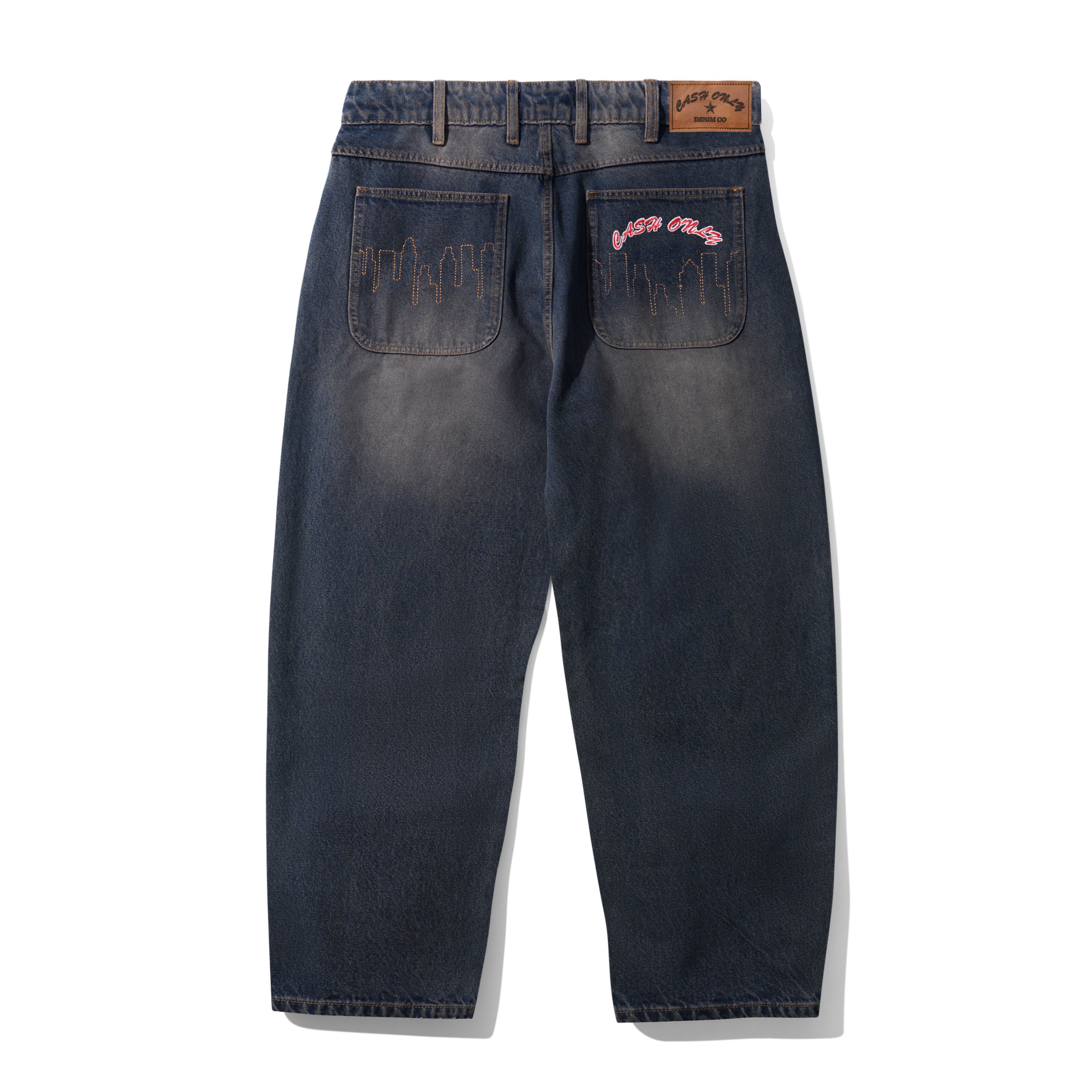 Jeans en Denim Baggy Logo - Lavage Marine Foncé