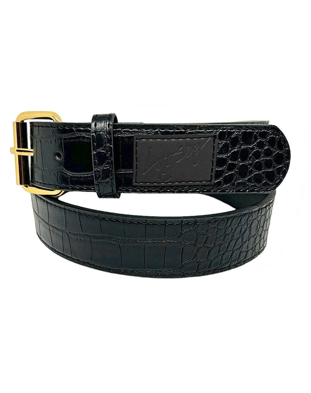 Black Croc Skin Belt