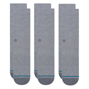 Icon Crew Socks 3 Pack - Grey Heather