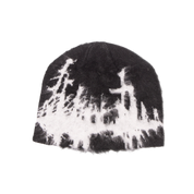 Faux Mohair Skull Beanie - Black/White