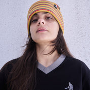 Bonnet Rayé en Coton Bio - Moutarde Multi