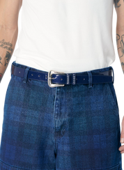 Leather Belt - Navy
