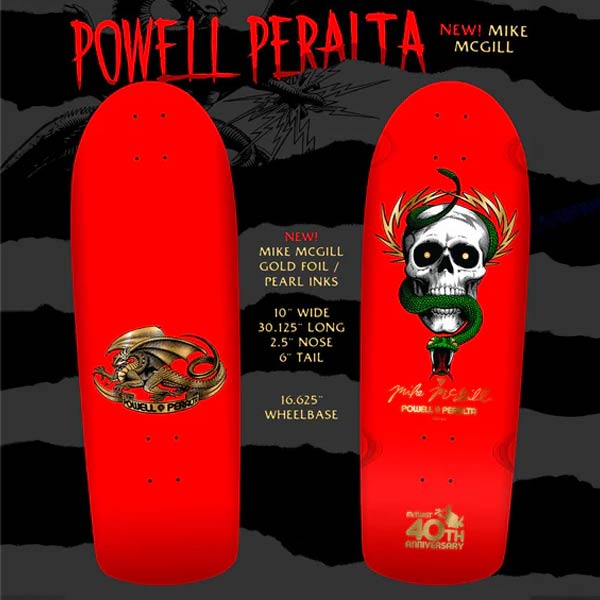 Mcgill Skull And Snake 40th Anniversary Reissue Planche Rouge/Doré - 10"