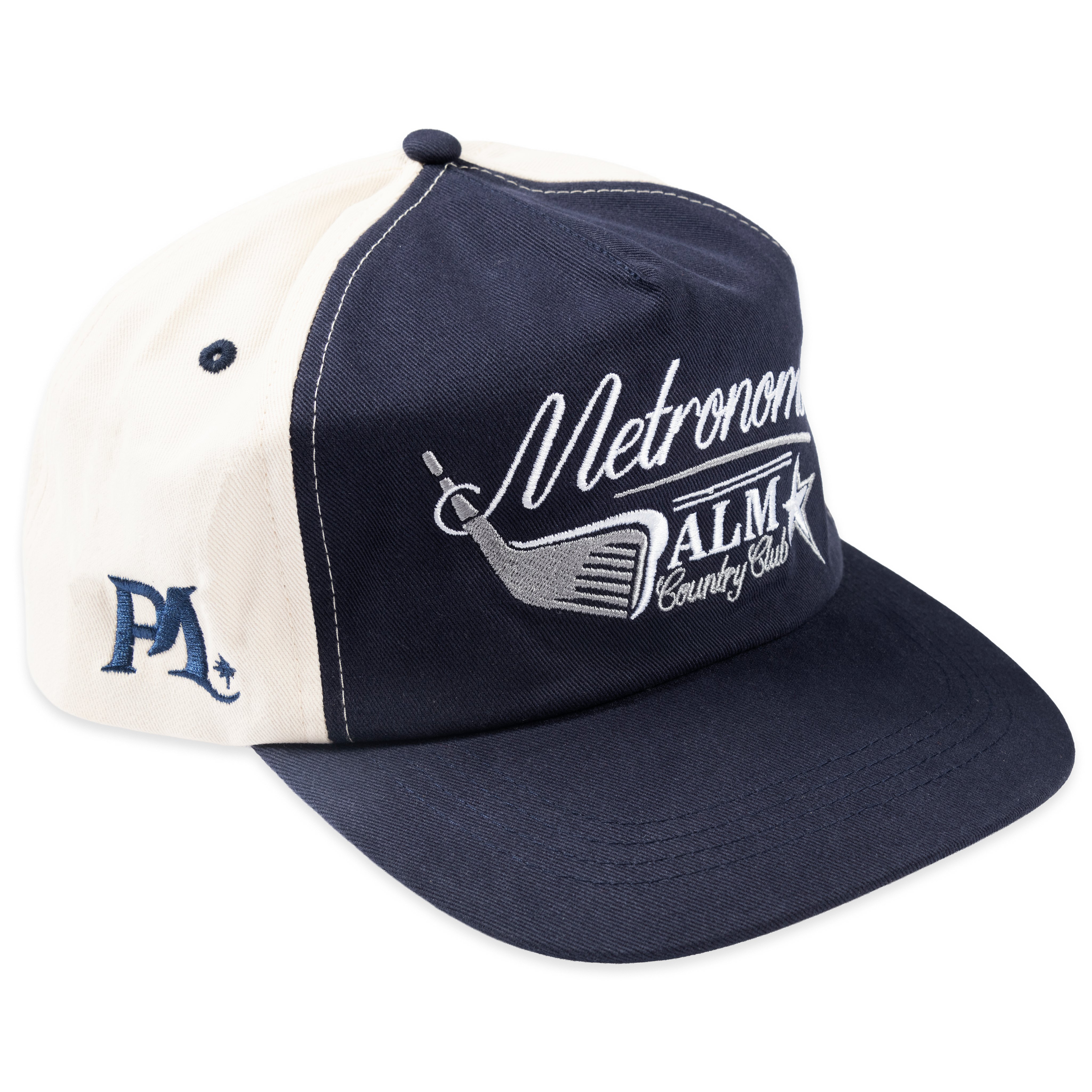 Palm Isle x Metronome 5 Panel Snapback Cap - Navy/Cream