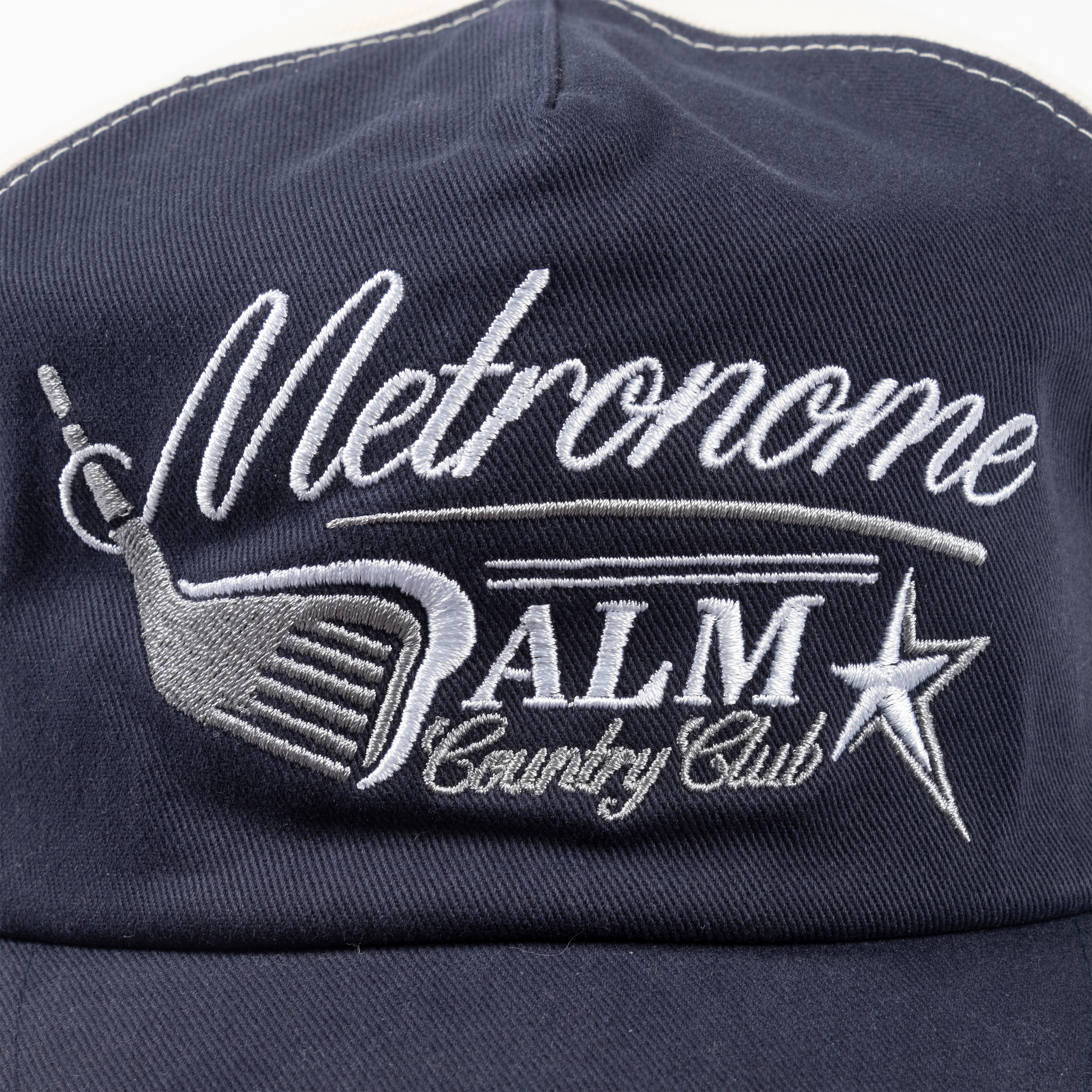 Palm Isle x Metronome 5 Panel Snapback Cap - Navy/Cream