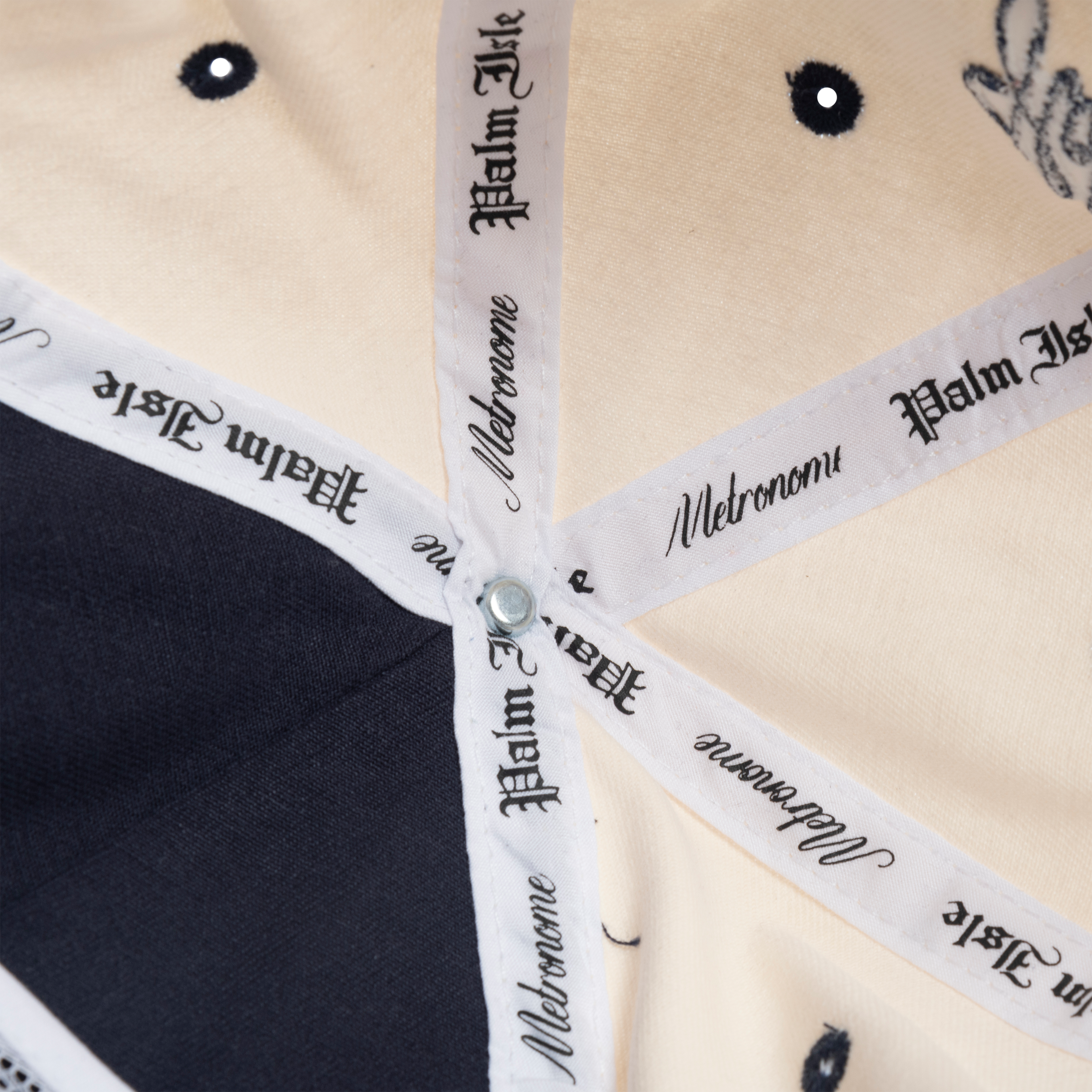 Palm Isle x Metronome 5 Panel Snapback Cap - Navy/Cream