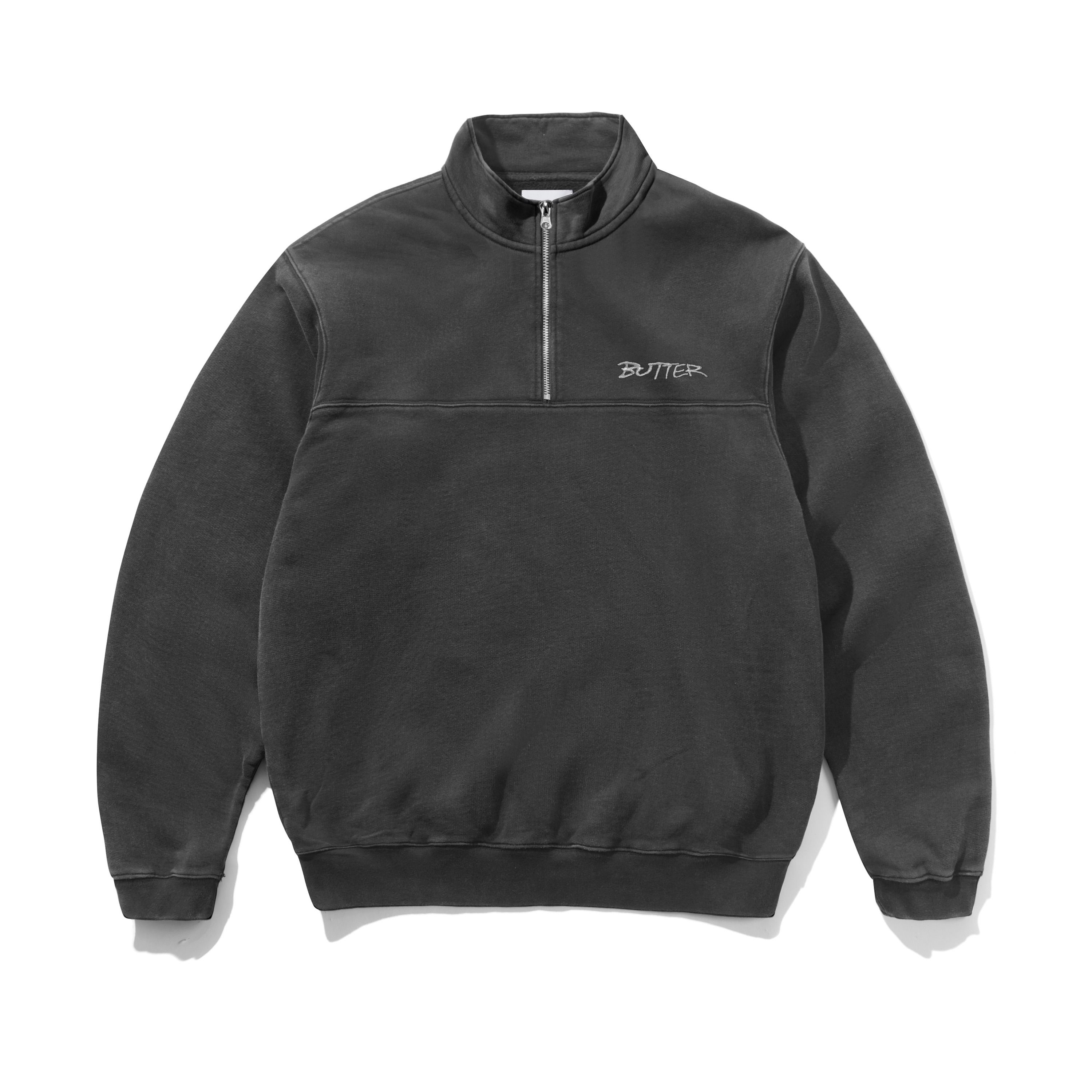Panel 1/4 Zip Sweater - Washed Black