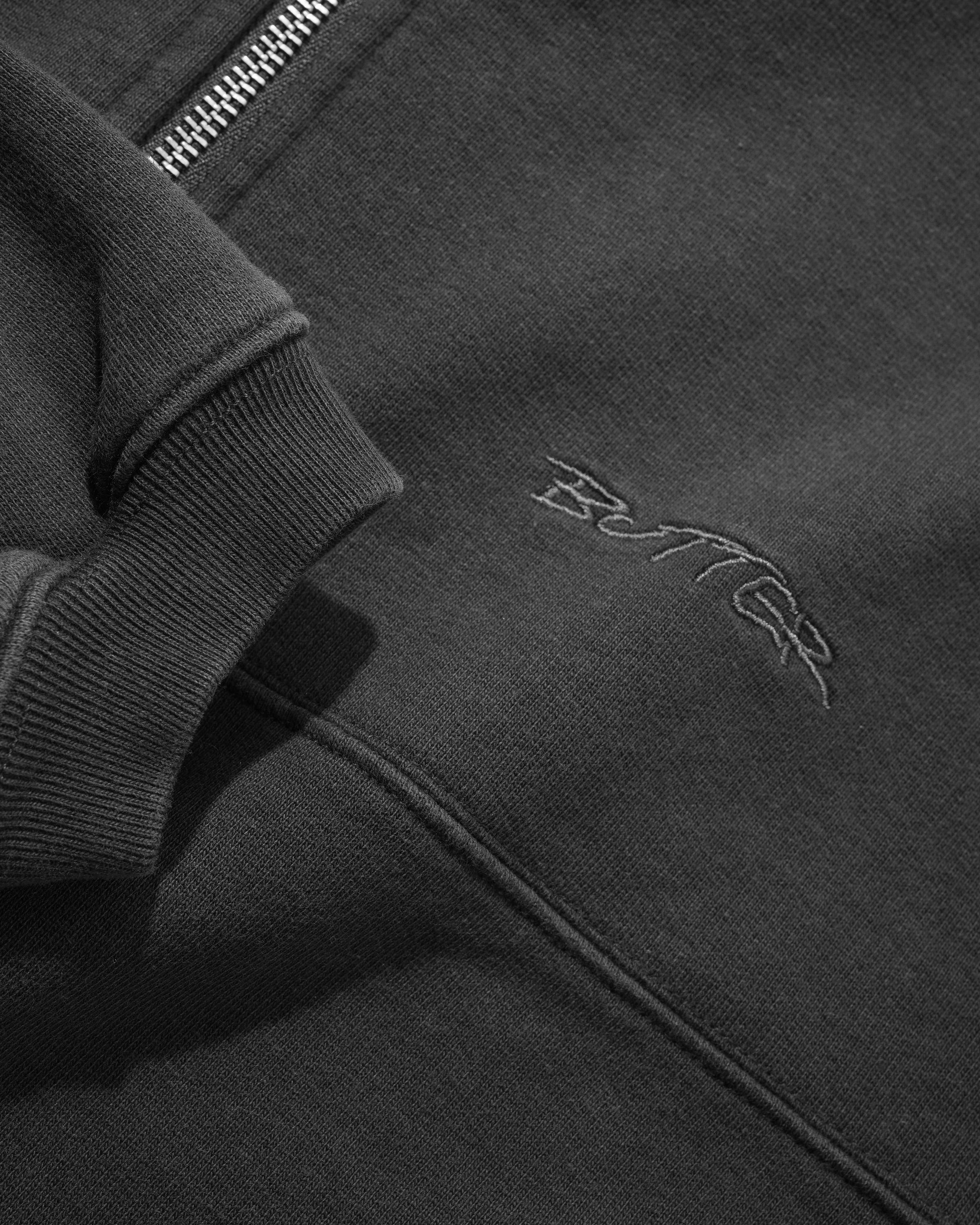 Panel 1/4 Zip Sweater - Washed Black